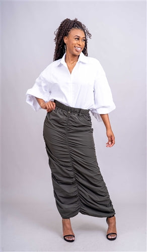 Kara Chic CHH24015 Long Skirt w/ Ruching