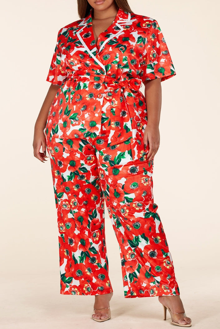 L'atiste by Amy PCTP7205B Floral Print PlusSize 2pc Pant Set