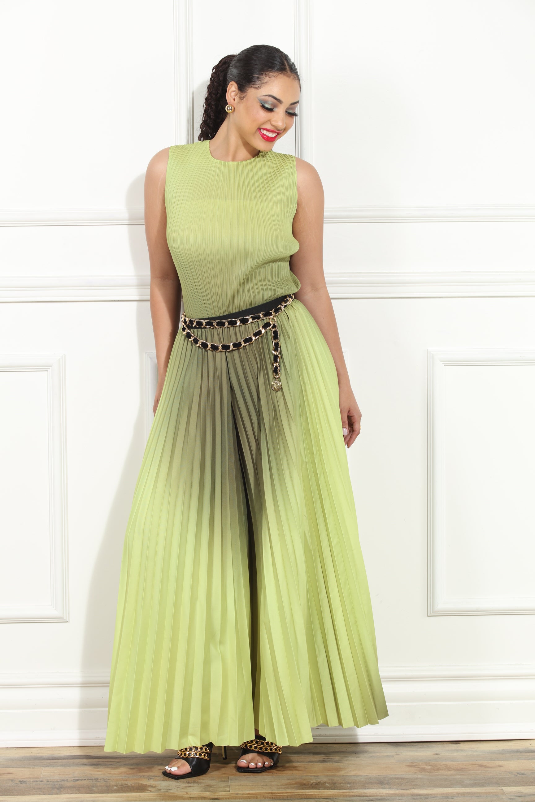 Luxe Moda LM450 2pc Pleated Top and Pant Set