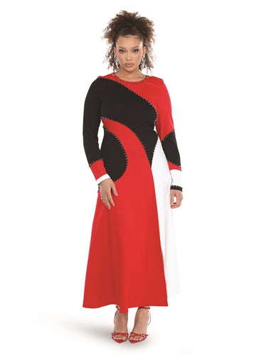 Love The Queen 17569 Color Block Crepe Dress