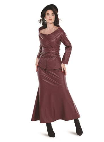 Love The Queen 17577 2pc Faux Leather Skirt Suit