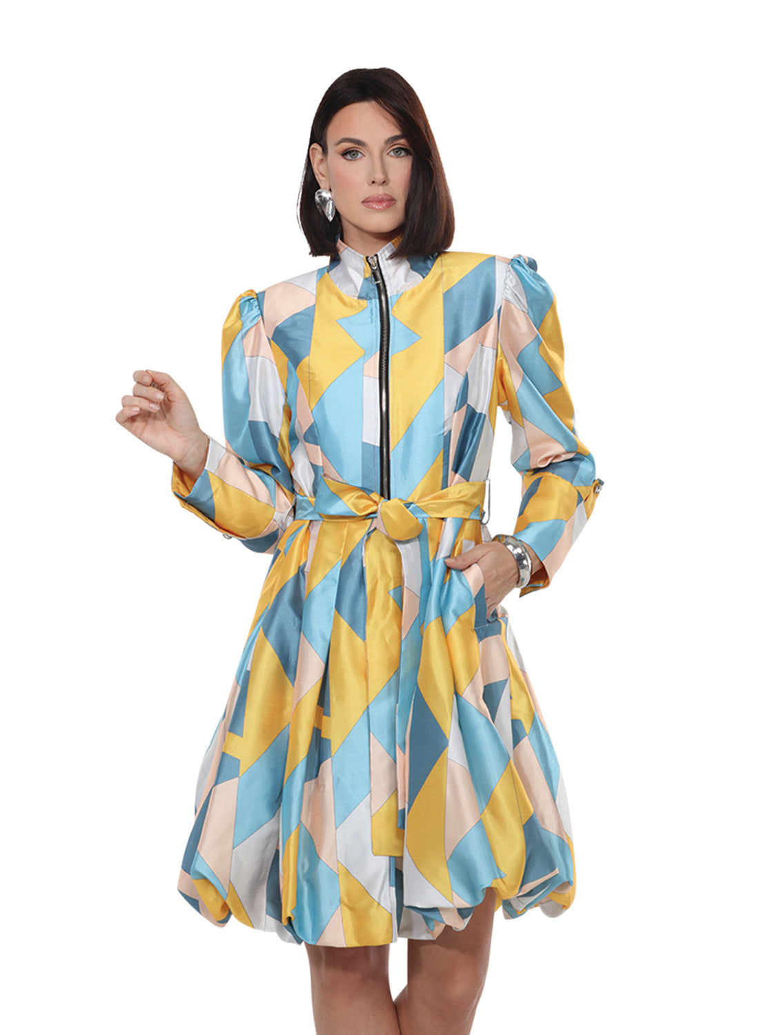 Love The Queen 17588 Geoprint Zipfront Dress