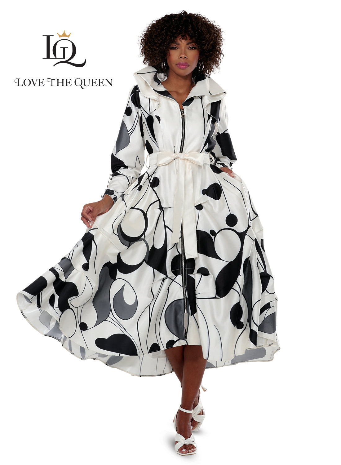 Love The Queen 17589 Zipfront Dress with Sash Belt