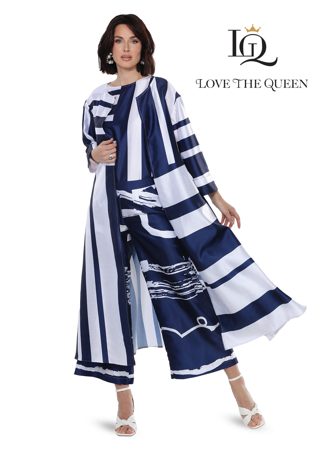 Love The Queen 17590 3pc Duster Pant Set