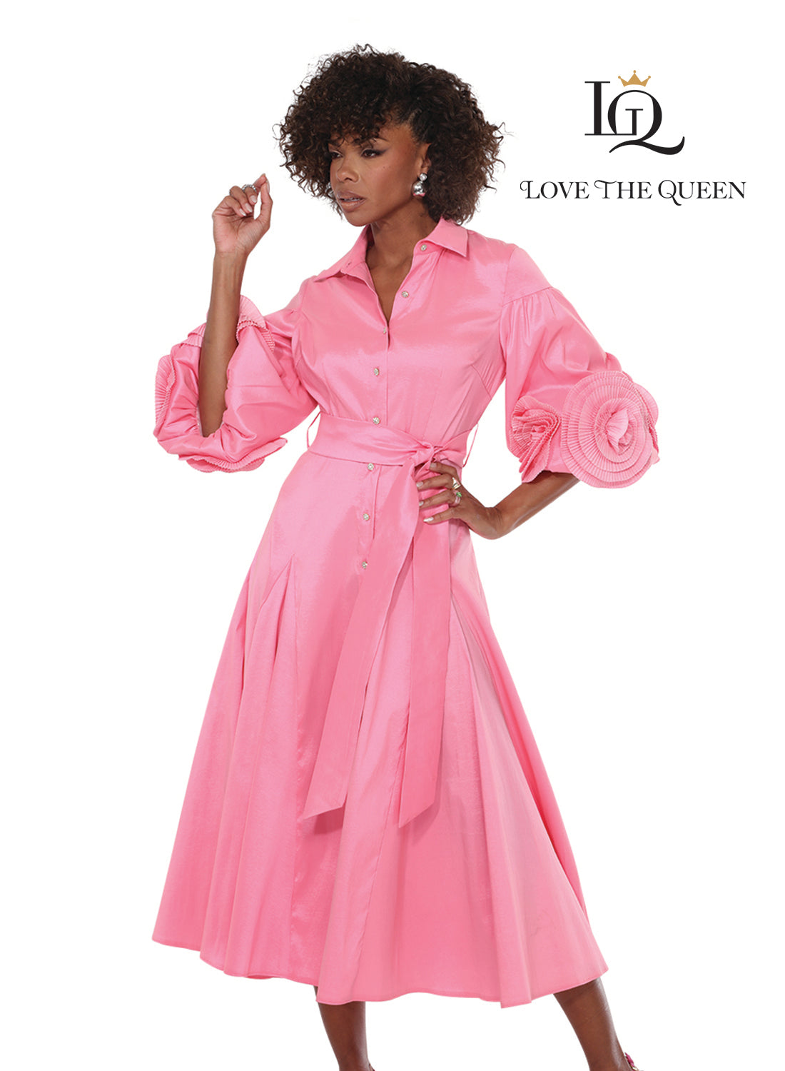 Love The Queen 17592 Button Down Collar Dress