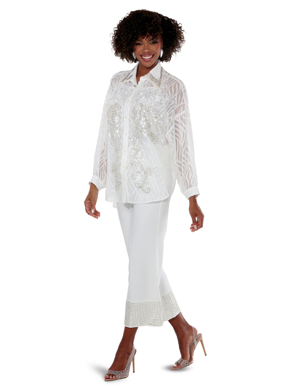 Love The Queen 17603 Sheer Sequin Tunic Top