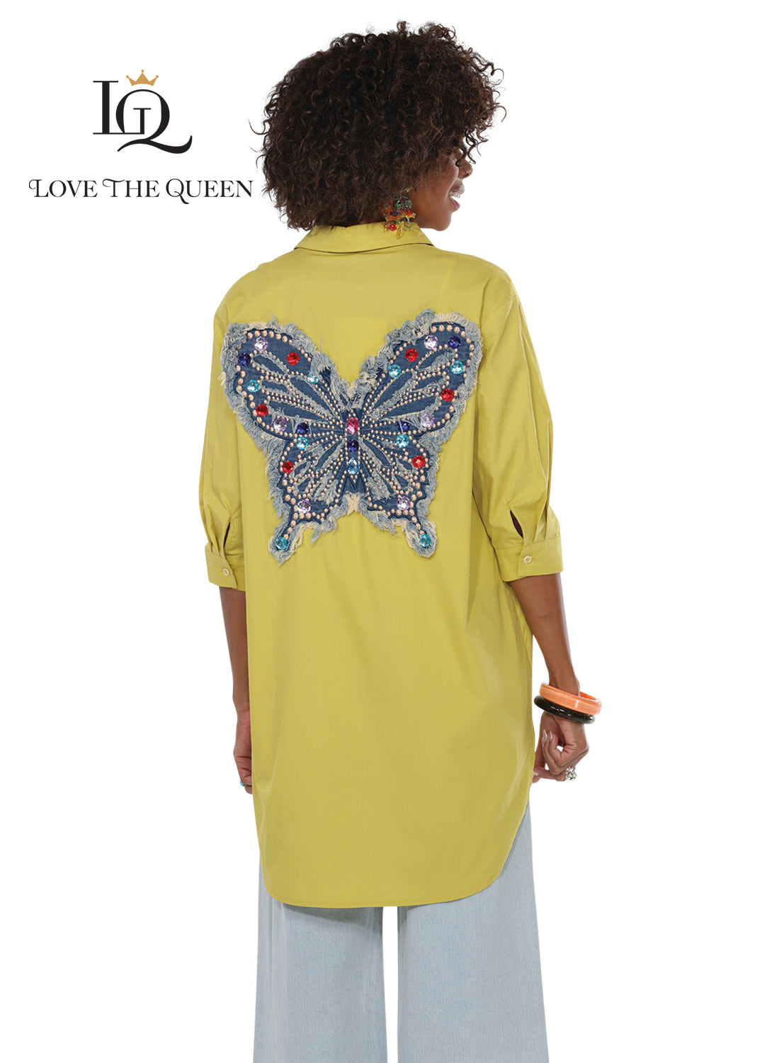 Love The Queen 17604 Butterfly Sequin Tunic Top