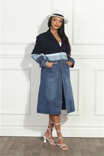 Luxe Moda LM318 Long Denim Jacket