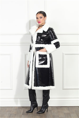 Luxe Moda LM352 Faux Patent Coat