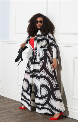 Luxe Moda LM363 Print Duster Coat