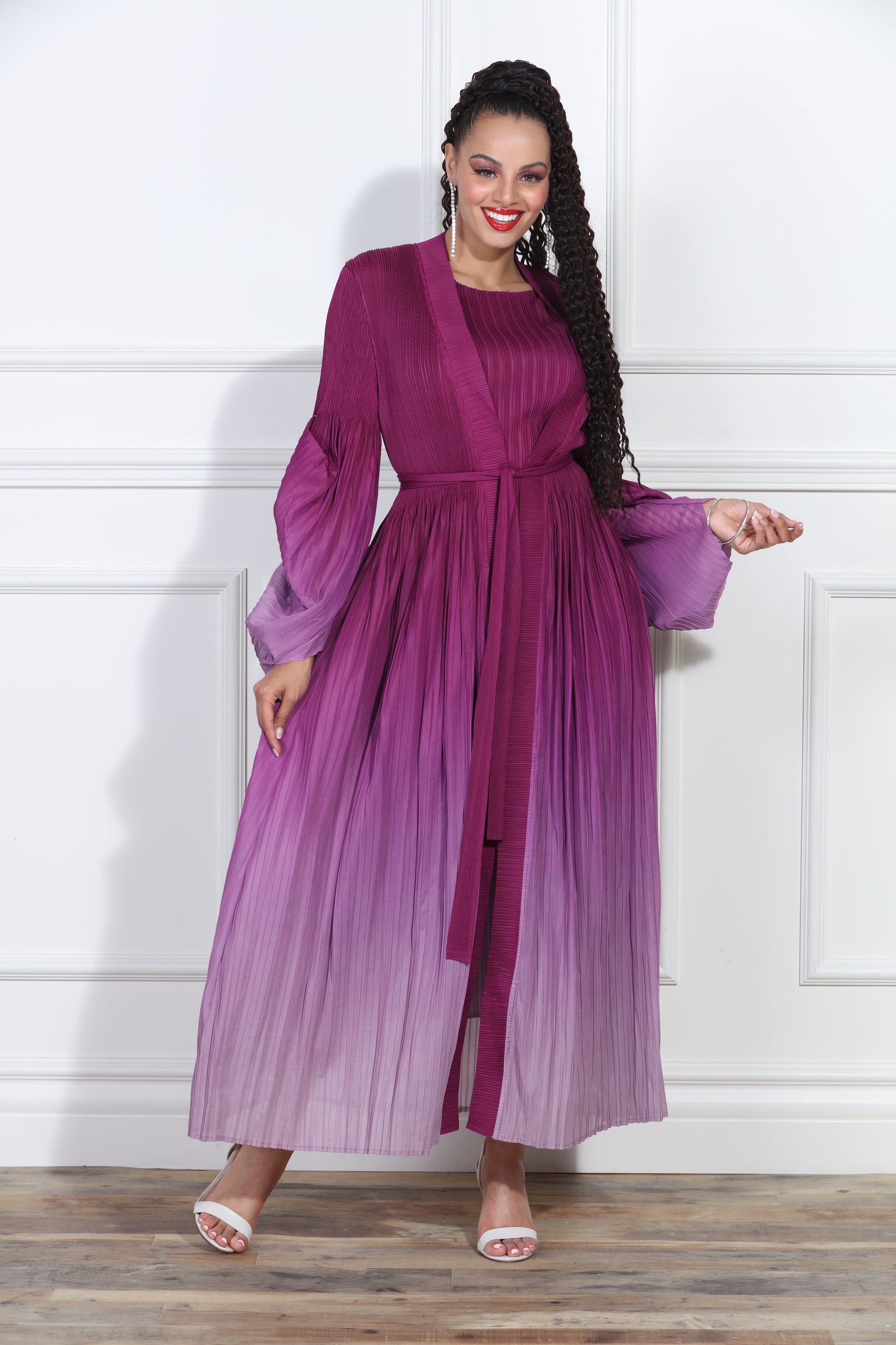 Luxe Moda LM406 Ombre Pleated Dress