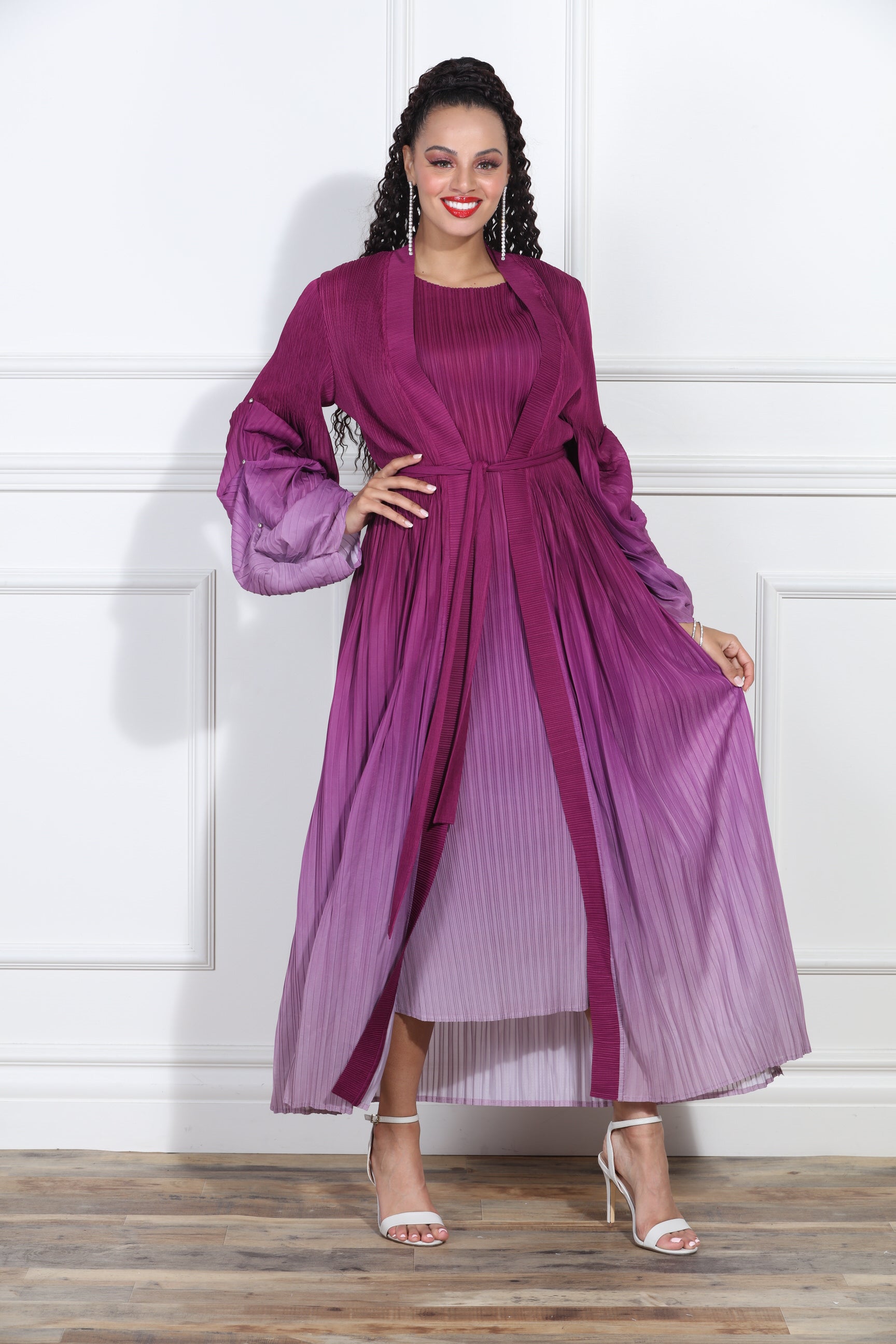 Luxe Moda LM406 Ombre Pleated Dress