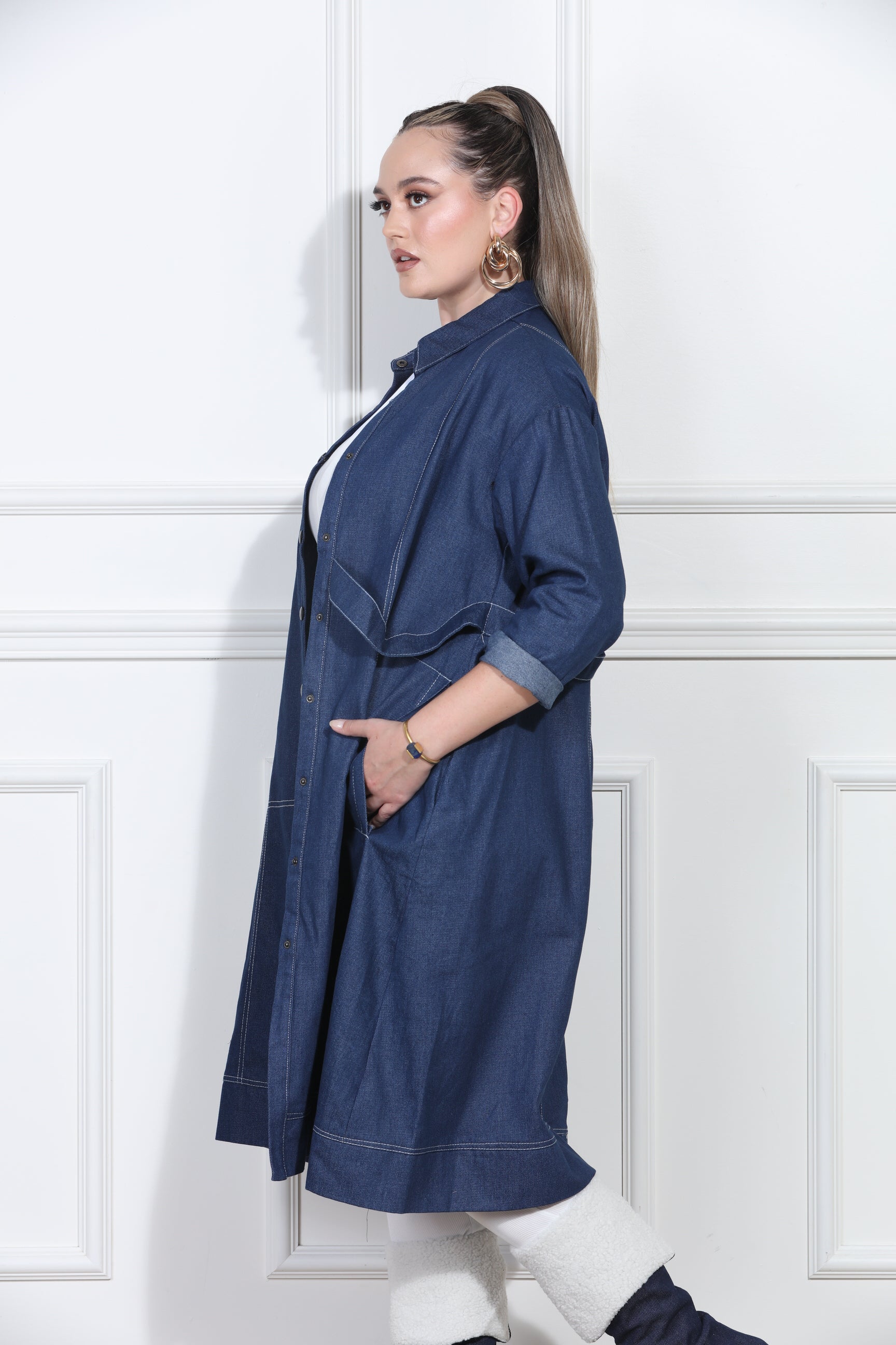 Luxe Moda LM413 Denim Coat Dress