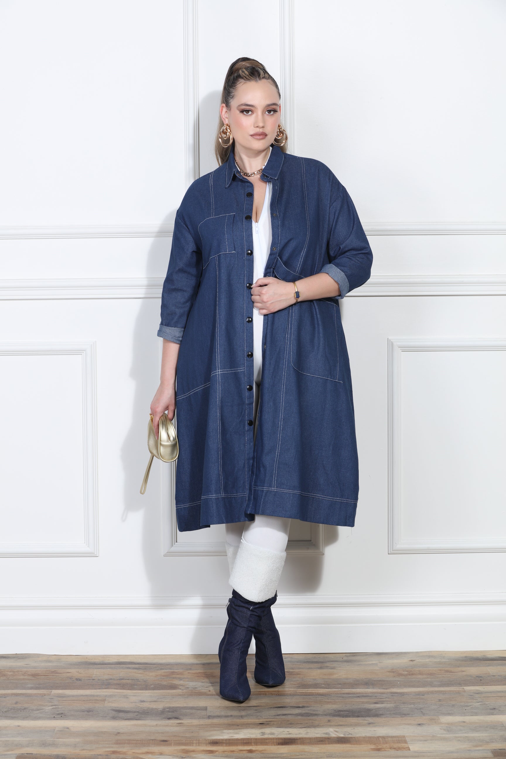 Luxe Moda LM413 Denim Coat Dress