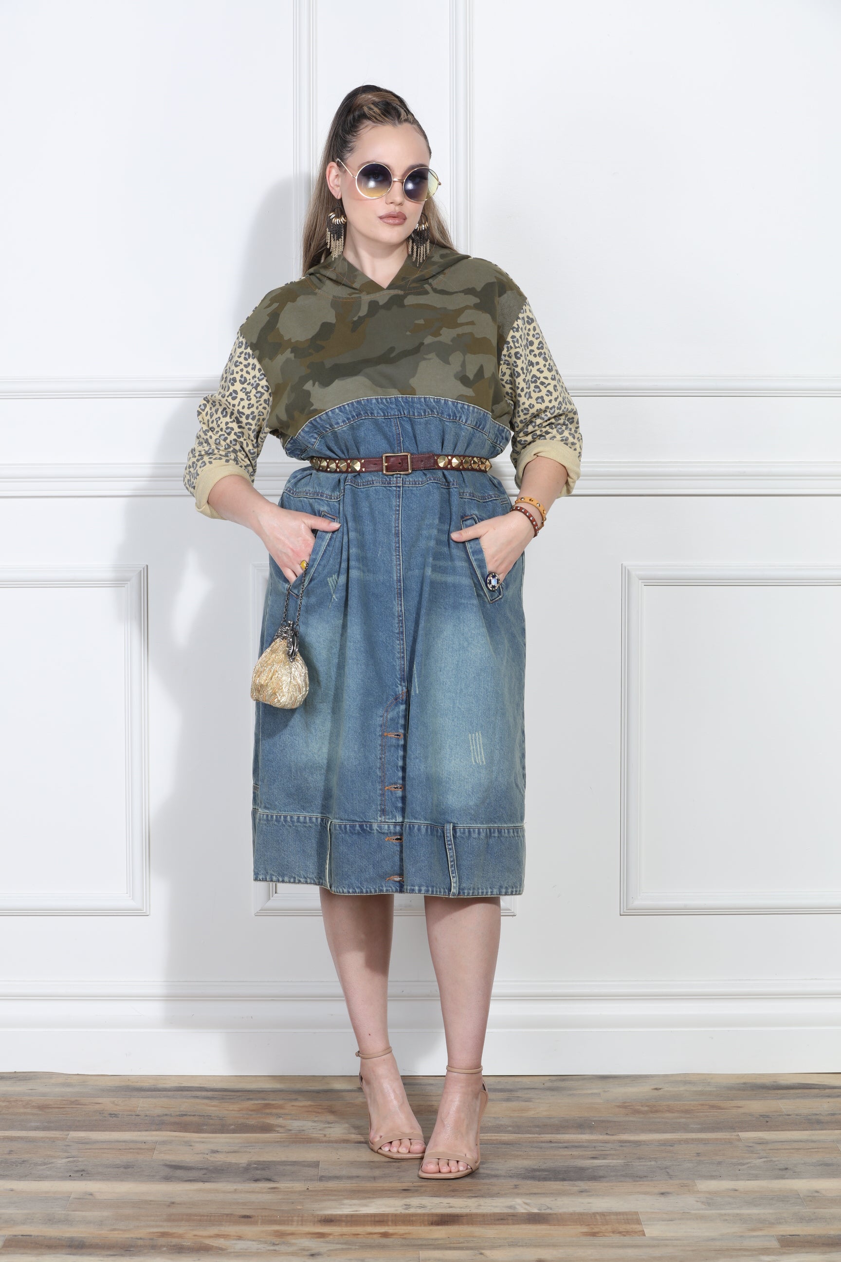 Luxe Moda LM417 Print Denim Dress