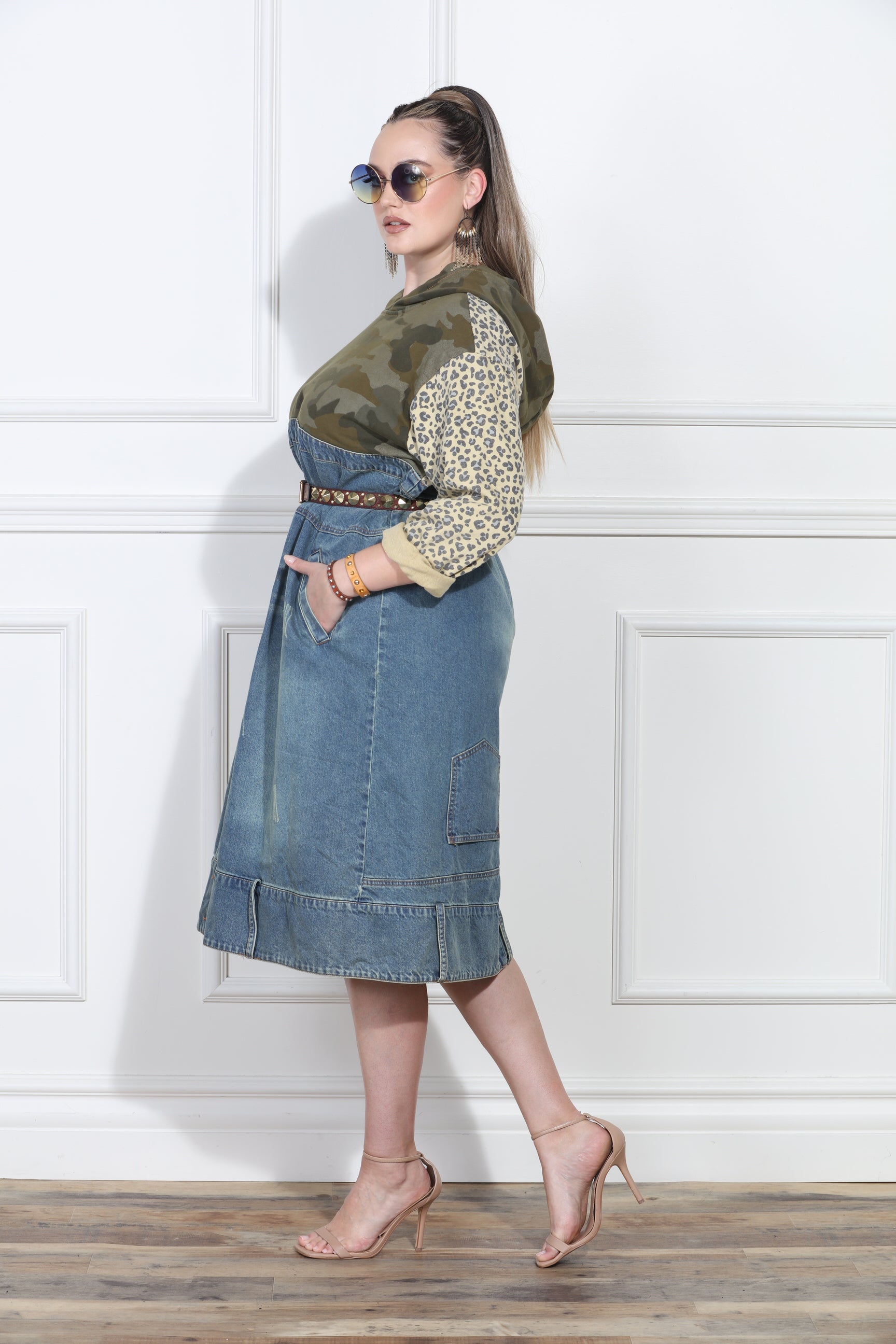 Luxe Moda LM417 Print Denim Dress