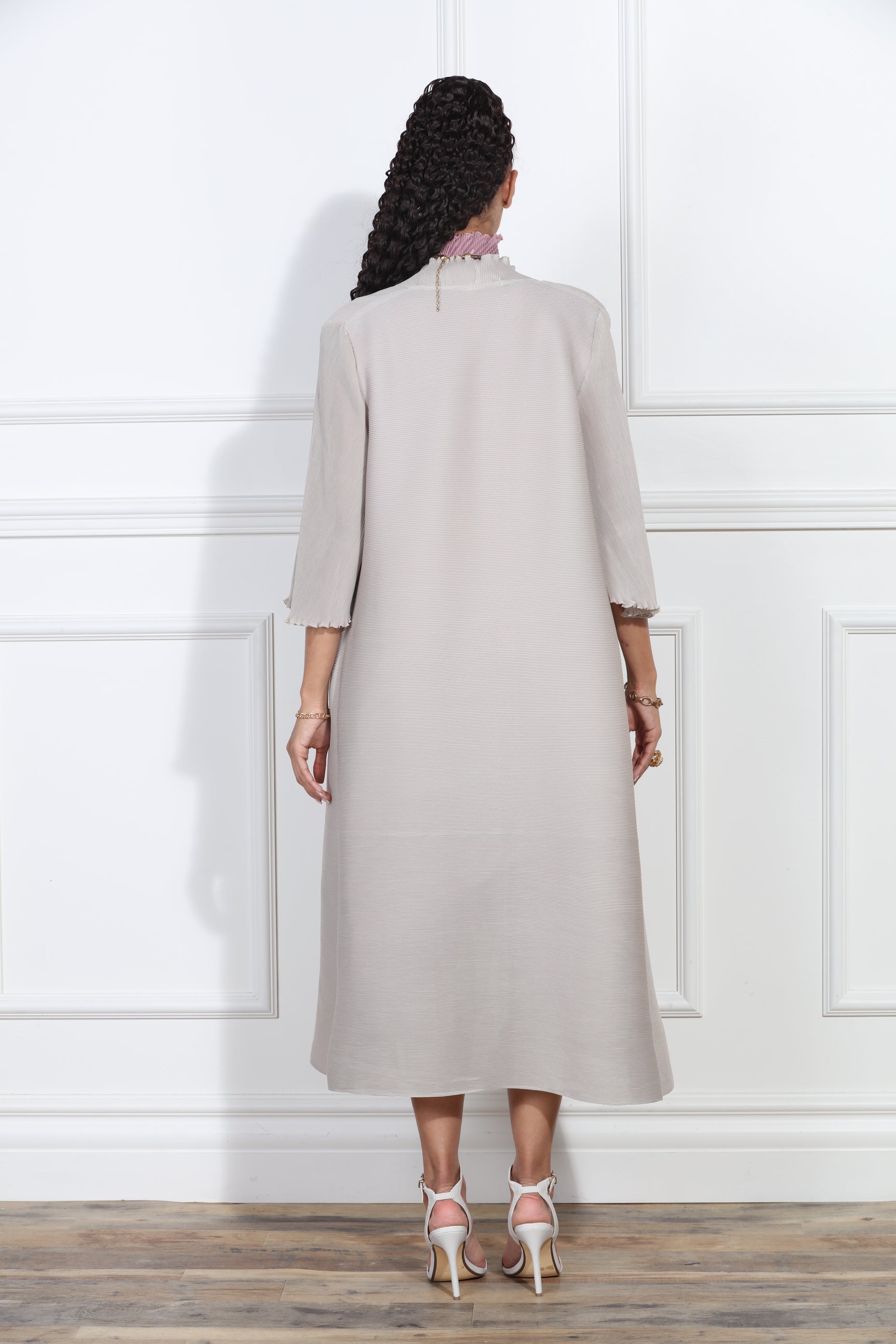 Luxe Moda LM419 Pleated Dress with Duster