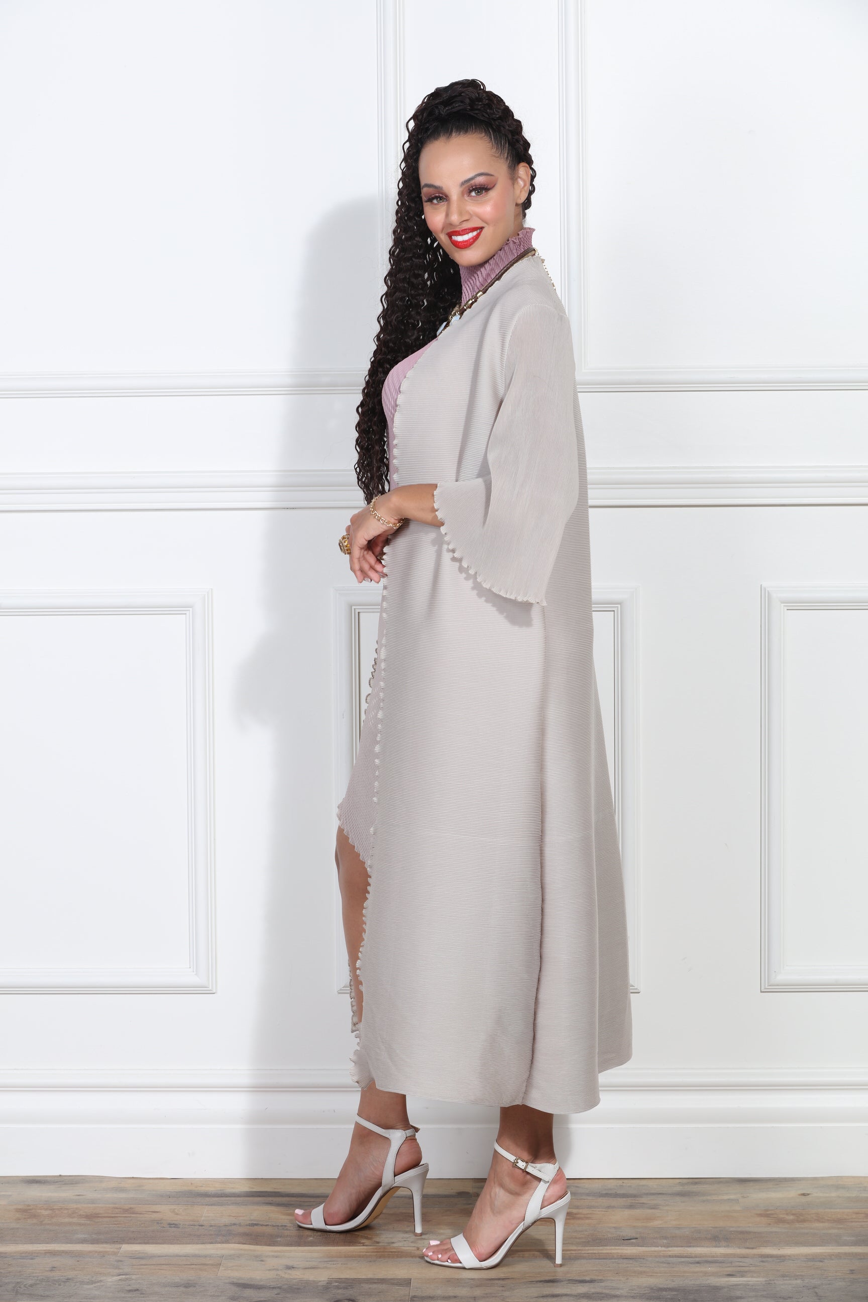 Luxe Moda LM419 Pleated Dress with Duster