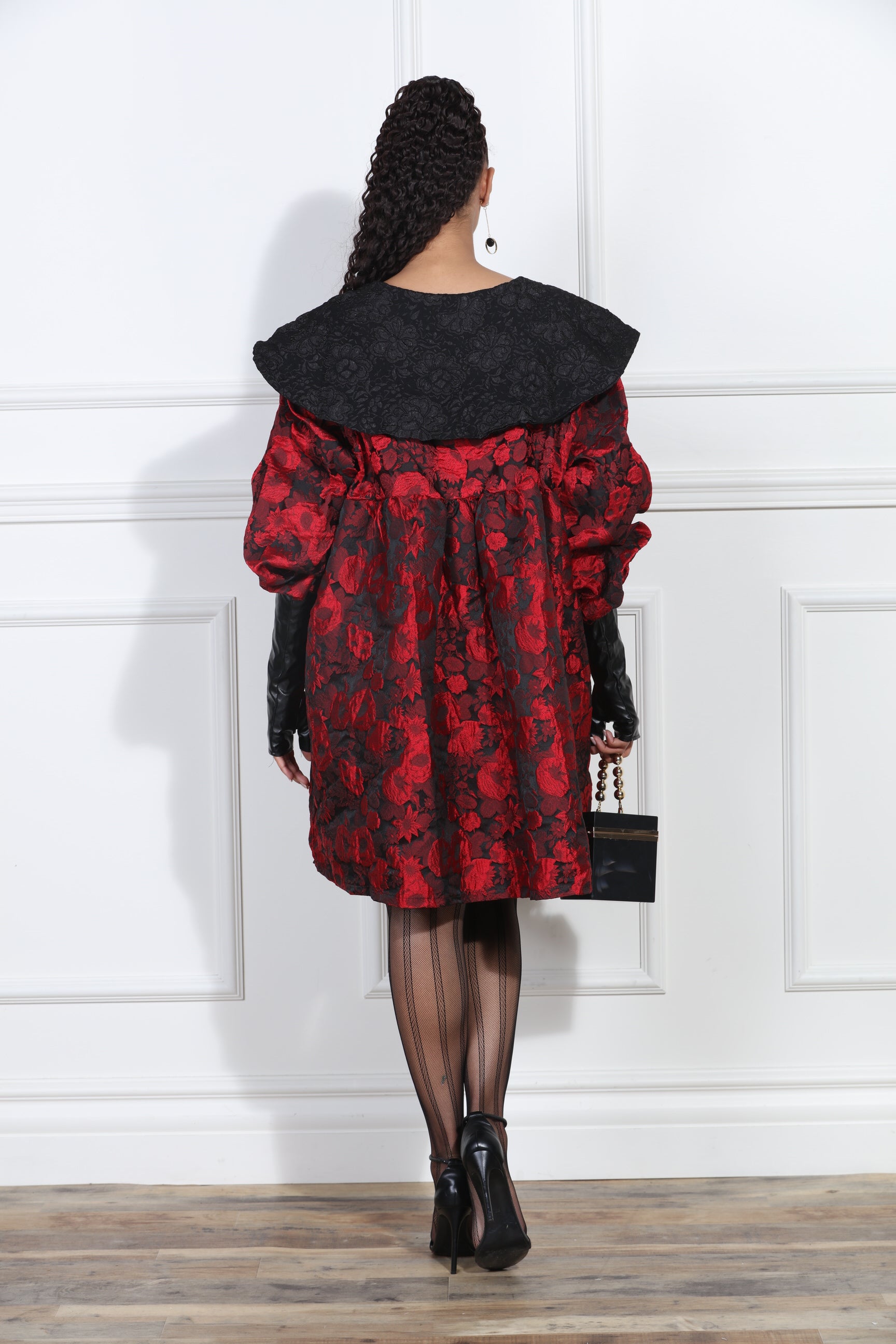 Luxe Moda LM421 Lace Collar Floral Print Dress