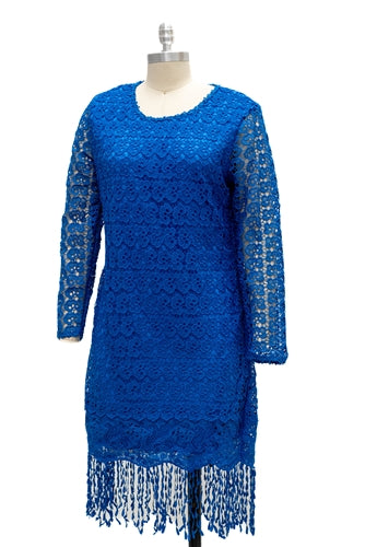 Micheal K 8533 Lace Fringe Hem Dress