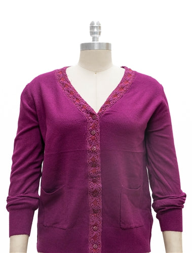 Micheal K 8930 Lace Trim Knit Sweater