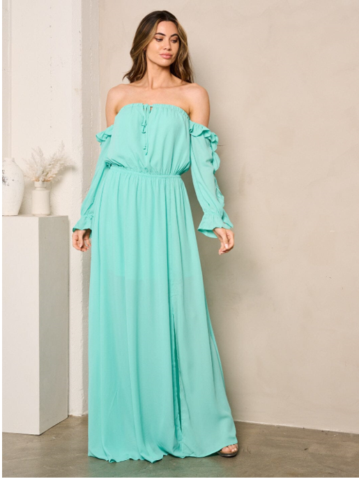 Mazik MK9061 Off Shoulder Maxi Dress