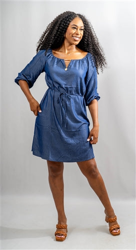 Mlle Gabrielle 112629 Denim Dress with Necklace