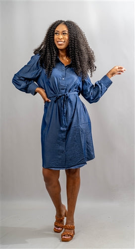 Mlle Gabrielle 122624 Puff Sleeve Denim Dress