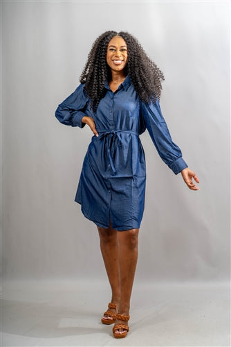 Mlle Gabrielle 122624 Puff Sleeve Denim Dress