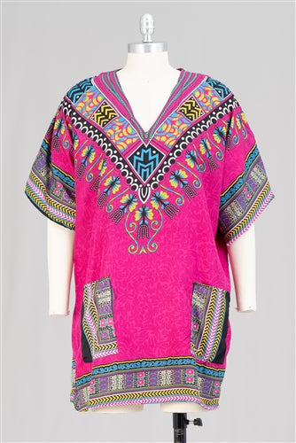 NF PRG08 Two-pocket Print Kaftan Tunic