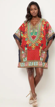 NF PRG58393 Short Print Kaftan