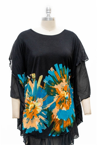 Paris Paris 81284 Belted Print Poncho Top