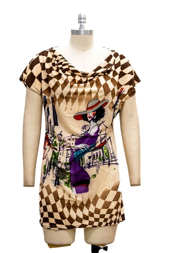 Paris Paris 8380 Belted Tunic Top