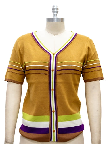 Paris Paris 8818 Vneck Stripe Sweater