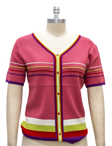 Paris Paris 8818 Vneck Stripe Sweater