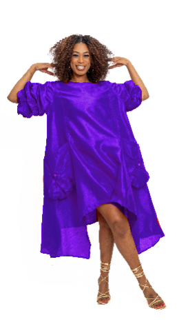 Step In Style AA24152 Hilo Faux Silk Balloon Dress