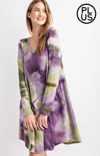 Rae Mode D1119DPL Tie Dye Waffle Dress