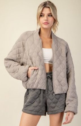 Rae Mode J3114 Quilted Bomber Jacket
