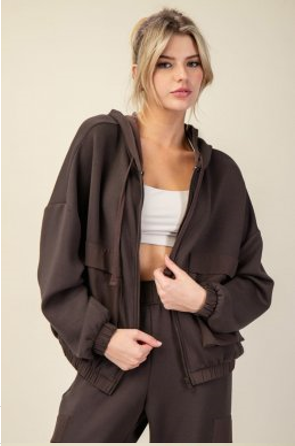Rae Mode J3127PL Modal Scuba Plus Size Hoodie Jacket