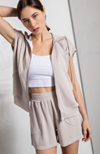 Rae Mode J3787PL Boxy Hoodie Vest