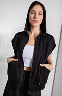 Rae Mode J3787PL Boxy Hoodie Vest