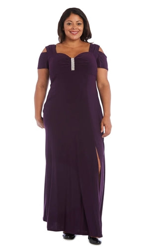 R&M Richards 1367 Cold-shoulder Long Dress