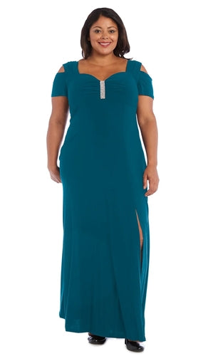 R&M Richards 1367 Cold-shoulder Long Dress