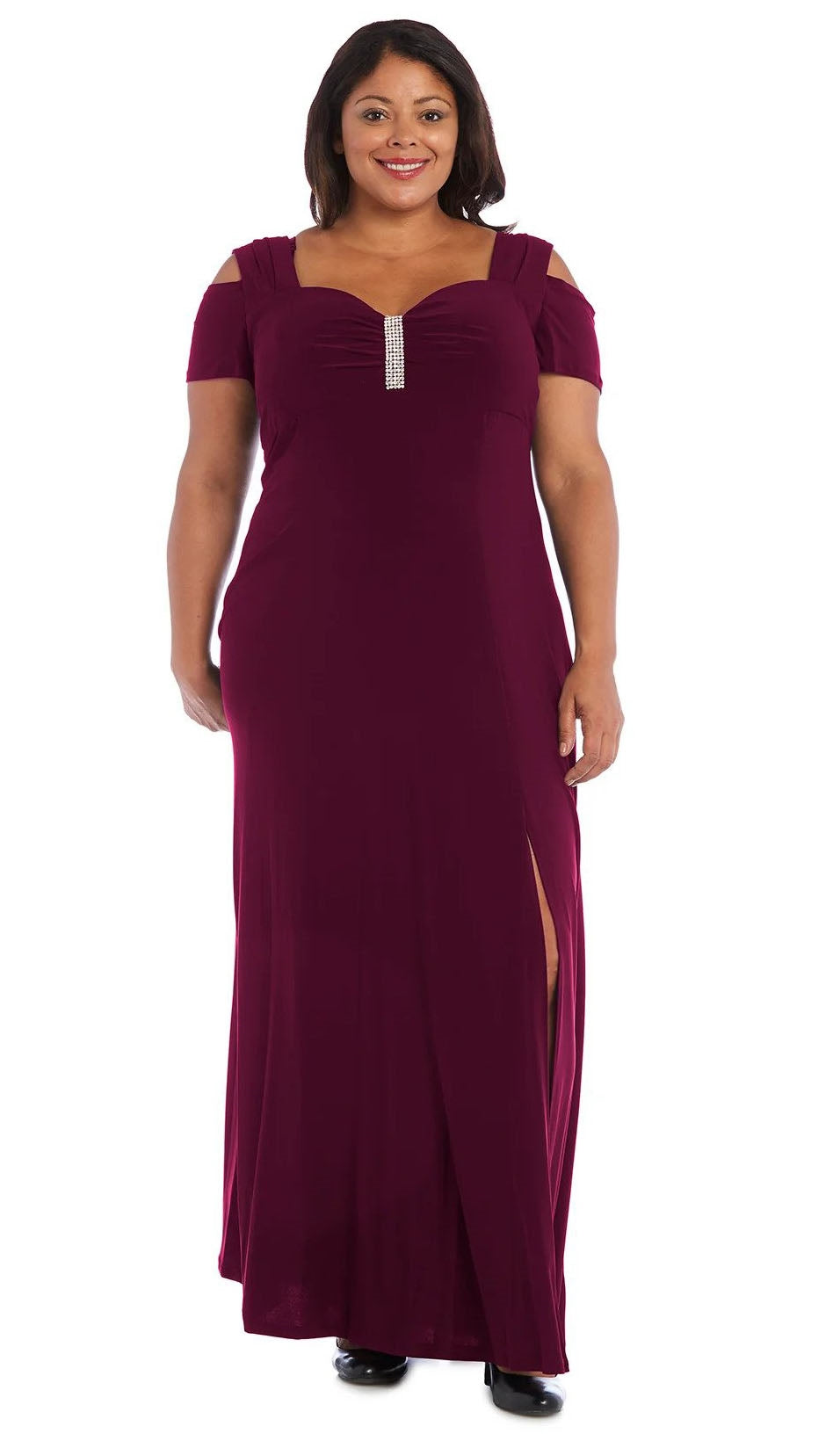 R&M Richards 1367W Cold-shoulder Plus Size Long Dress