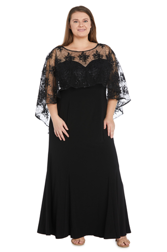 RM Richards 1560W Plus Size Long Dress with Capelet