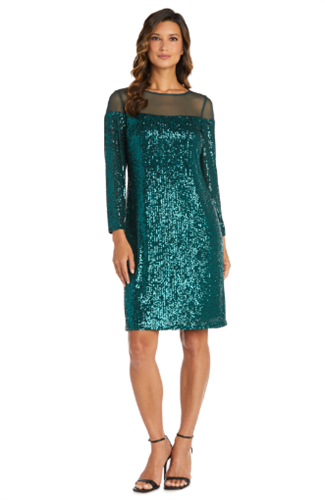 RM Richards 2428 Sequin Dress with Illusion Bodice