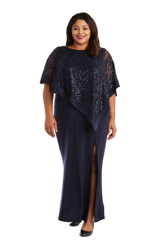 R&M Richards 8899W Lace Poncho PlusSize Dress