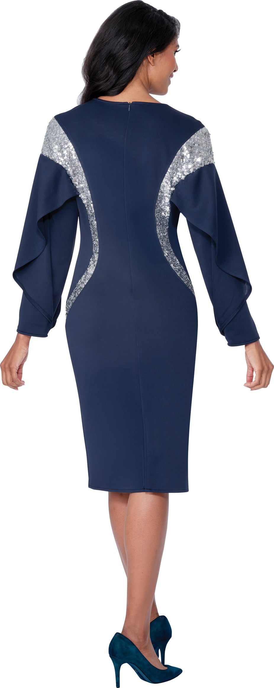 Stellar Looks 600771W Light Embellished Scuba Plus Size Dress