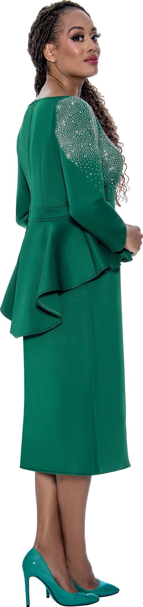 Stellar Looks 1961W Emerald Zip Up Plus Size Scuba Dress