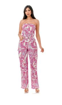 Highlight HJS1060BAT Tube Top Print Jumpsuit